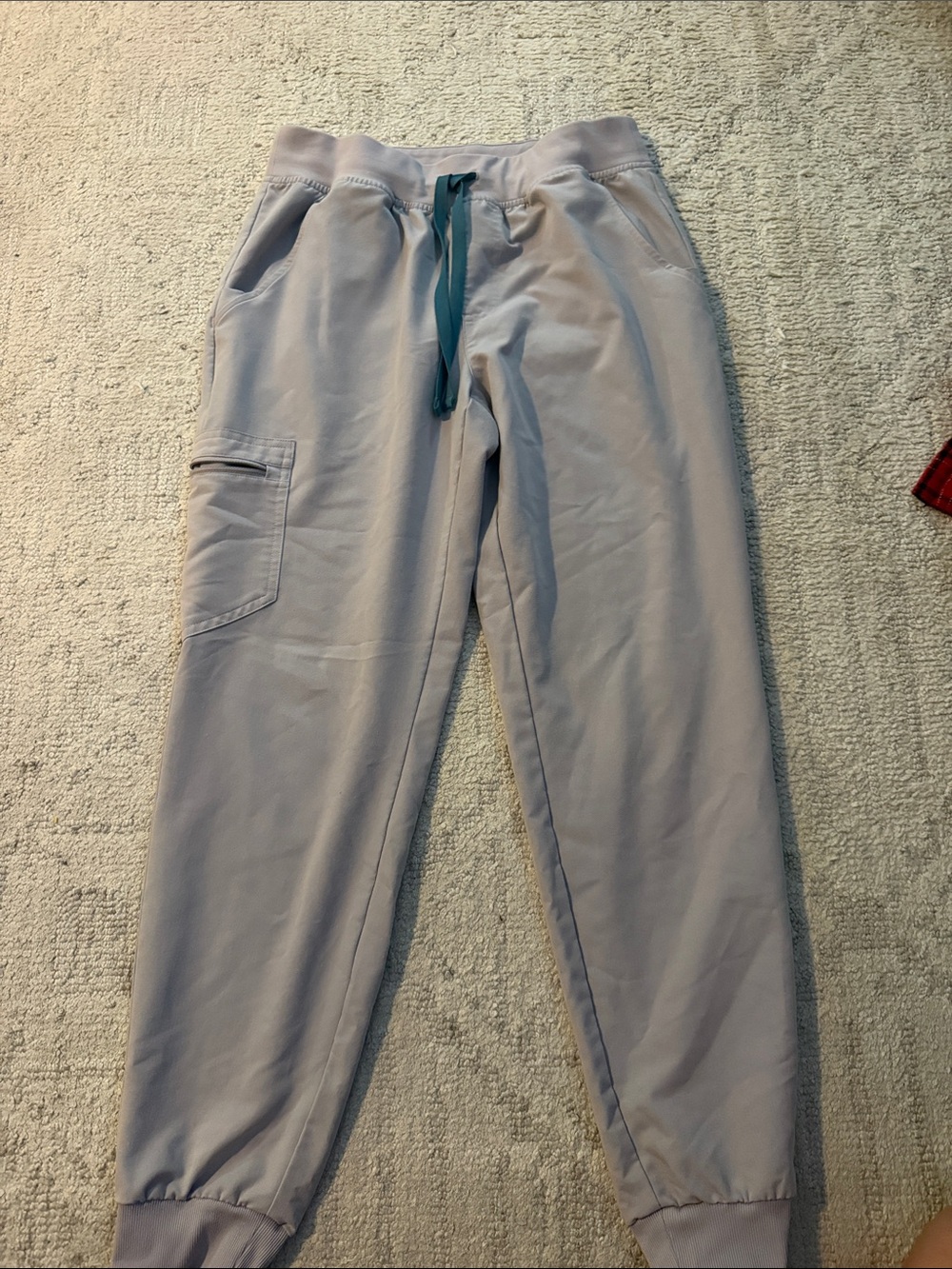 FIGS Light Gray Jogger Sweatpants with Teal Drawstring